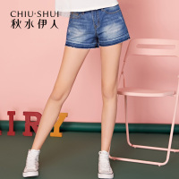 秋水伊人夏新款显瘦牛仔裤修身甜美短裤裤子女FR263