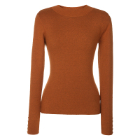 秋水伊人 冬季女装简约纯色修身长袖圆领打底针织衫FV601_30