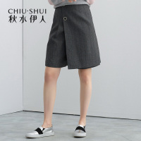秋水伊人冬季新款女装时尚简约通勤纯色A字短裤裙FV1106_20