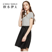 秋水伊人2021夏装新品女装显瘦修身圆领连衣裙裙子女S216