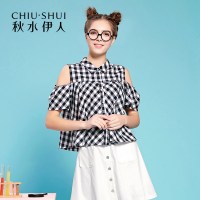 秋水伊人2021夏季新款女装宽松韩版方领衬衫S240