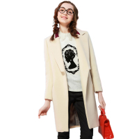 秋水伊人2021秋冬款新款女装西装领修身毛呢大衣外套外套S352