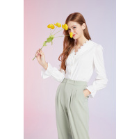 秋水伊人官方旗舰店春秋女士衬衫上衣衬衣宽松纯色Q659