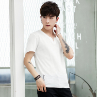 稻草人(Mexican)短袖t恤男夏季韩版修身V领纯色T恤青年男装学生打底衫潮