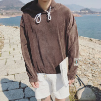稻草人(Mexican)港风卫衣男韩版潮流青少年修身帅气学生圆领套头连帽长袖上衣