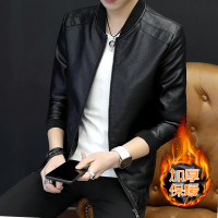 稻草人(Mexican)皮衣男加绒外套秋冬修身皮夹克男外套学生春秋夹克男青年皮衣男