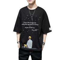 稻草人(Mexican)印花短袖t恤男韩版宽松潮流半袖五分袖上衣百搭夏季体恤衫潮牌ins