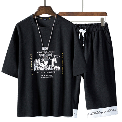 俞兆林(YUZHAOLIN)T恤夏季短袖运动套装韩版潮流学生半袖衣服五分宽松夏装