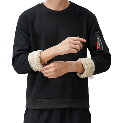 俞兆林(YUZHAOLIN)男士冬季运动男装圆领加绒加厚青少年羊羔绒卫衣潮打底衫
