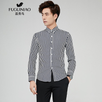 富贵鸟（FUGUINIAO）衬衫男2018秋季新款青年长袖衬衫商务衬衣男上衣
