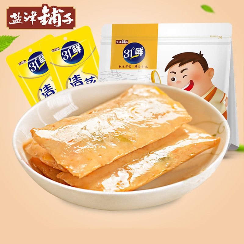 盐津铺子_蒸鱼卷原味158g 鱼类即食小零零食香辣豆干