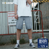viishow夏季牛仔短裤男宽松潮牌男士五分裤青年学生裤子