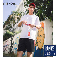 viishow夏季短袖T恤男韩版休闲宽松印花男士体恤上衣潮