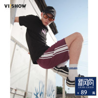 viishow夏季短裤男休闲条纹男士潮牌五分裤学生夏天裤子