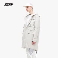 viishow潮牌冬季男士风衣中长款韩版潮流外套男潮连帽大衣