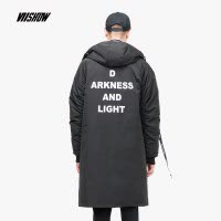 viishow冬季羽绒服男中长款连帽大衣黑色男士韩版外套帅气潮