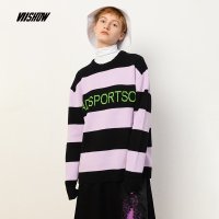 viishow2018冬季新款针织衫女 韩版套头女士圆领毛衣条纹保暖外套