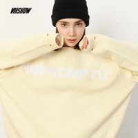 viishow2018冬季新款针织衫女 潮牌宽松女士毛衣圆领套头情侣外套