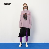 viishow女装秋冬2018新款卫衣情侣款连帽嘻哈印花长袖上衣保暖