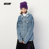 viishow2018新款夹克女秋冬复古牛仔休闲宽松外套学生情侣上衣潮