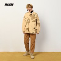 viishow女装2018新款夹克秋装韩版方领迷彩外套情侣款时尚休闲风