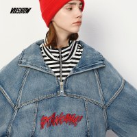 viishow女装夹克2018秋冬新款韩版宽松长袖情侣款上衣牛仔衣套头