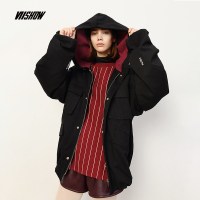 viishow女装2018新款夹克秋冬外套宽松上衣连帽长袖情侣款工装风