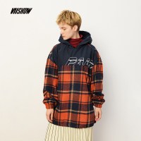 viishow女装秋冬夹克外套宽松版2018新款连帽格子条纹情侣款休闲