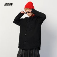 viishow2018秋冬新款衬衫女黑色宽松休闲运动慵懒外套时尚情侣