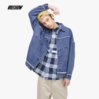 viishow2019春季牛仔夹克男 潮牌个性须边男士外套韩版学生
