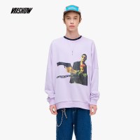 viishow2019春装新款卫衣男 日系圆领套头男士外套韩版印花上衣