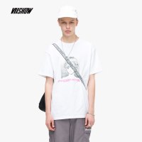 viishow2019夏季新款短袖T恤男 潮牌人像印花男士上衣日韩风白色