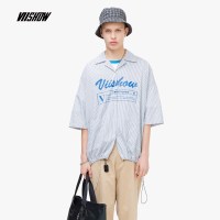 viishow2019夏装新款短袖衬衫男 韩版条纹男士五分袖衬衣青年帅气