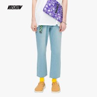 viishow2019夏季新款牛仔裤男 潮牌男士水洗白休闲长裤直筒裤韩版