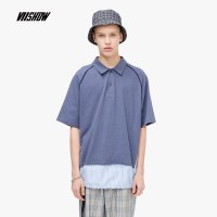 viishow2019夏装新款POLO衫男 潮牌男士假两件上衣方领短袖T恤