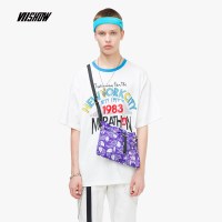 viishow2019夏季新款短袖T恤男 日系男士圆领五分袖上衣韩版印花