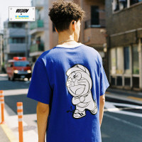 哆啦A梦联名短袖T恤男装2019夏季新款韩版休闲体恤纯色上衣打底衫