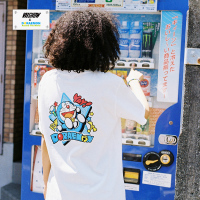 哆啦A梦联名短袖T恤男 2019夏季清凉透气男士圆领纯色休闲打底衫