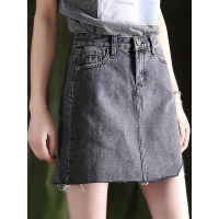 轩兹新款春夏不规则毛边一步裙韩版a字裙