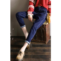 轩兹牛仔裤女哈伦裤春秋2018韩版宽松港味高腰萝卜九分裤