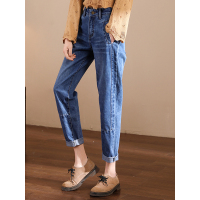 轩兹哈伦牛仔裤女2019春季新款韩版宽松显瘦萝卜裤高腰百搭老爹裤