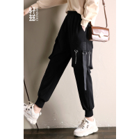 轩兹工装裤女宽松bf2019春季新款韩版高腰显瘦休闲裤束脚哈伦裤潮