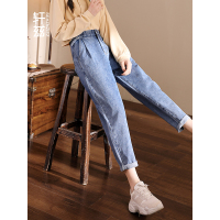 轩兹宽松牛仔裤女直筒裤2019春季新款韩版哈伦萝卜九分显瘦老爹裤