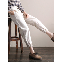 轩兹牛仔裤女哈伦2019春秋新款韩版高腰显瘦宽松束脚裤九分灯笼裤