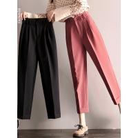 轩兹宽松哈伦裤女2019春秋新款韩版高腰显瘦萝卜裤黑色直筒西装裤