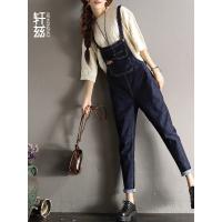轩兹森女系牛仔背带裤女2019春季新款韩版宽松九分学生哈伦连体裤