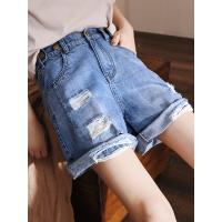 轩兹破洞牛仔短裤女宽松2019夏新款韩版显瘦a字翻边阔腿高腰热裤