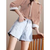 轩兹牛仔短裤女2019夏季新款韩版宽松毛边阔腿裤显瘦复古a字热裤