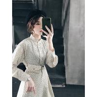 轩兹很仙的连衣裙女2019春新款波点雪纺气质中长裙法式洋气复古裙