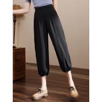 轩兹休闲裤女薄款2019夏季新款韩版宽松百搭灯笼裤高腰九分哈伦裤